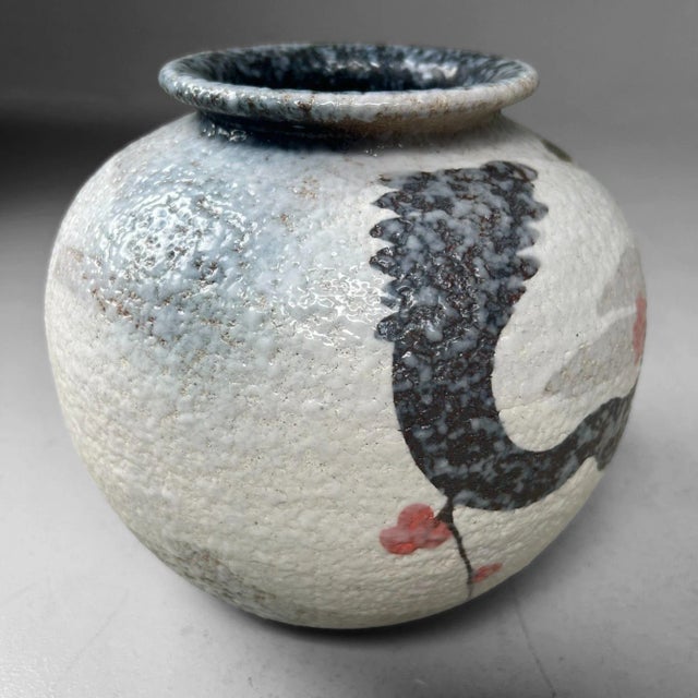 Black Japanese Shigaraki Flower Vase with Sakura Decor, 1970s For Sale - Image 8 of 15
