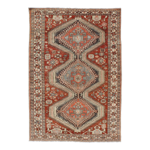 Antique Persian Tribal Bakhtiari Rug With Geometric Design 5'2"x8'3"