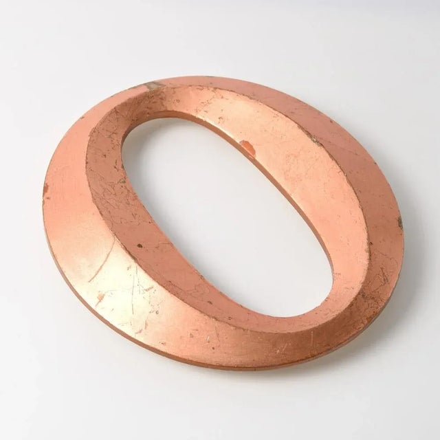 Vintage Copper Colour Letter O, 1970s, in Worn conditions. Designed 1970 to 1979