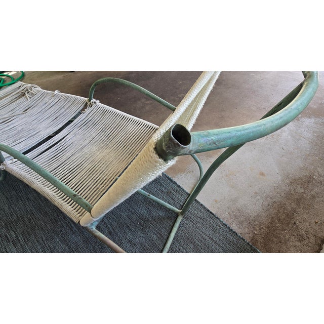 Metal 1950s Attributed to Walter Lamb Bronze and Nautical Rope Chaise Lounge For Sale - Image 7 of 15