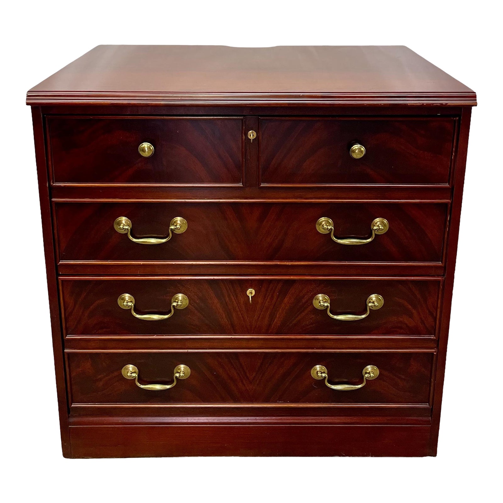 Vintage Hekman Chippendale Style Flame Mahogany Lateral File