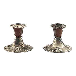 Vintage 1960s Silverplate Candle Holders - a Pair For Sale