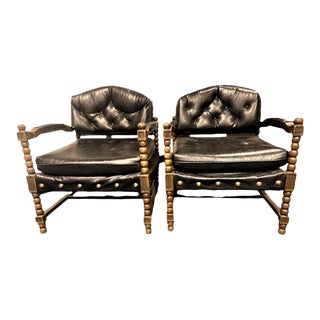 Mid 20th Century Spanish Revival Arm Chairs - a Pair For Sale