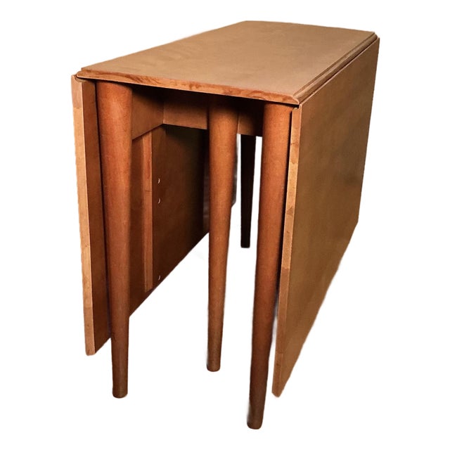 Conant Ball Dining Farm Table Drop Leaf Gate Leg Folding Solid Maple, Circa 1960’s For Sale