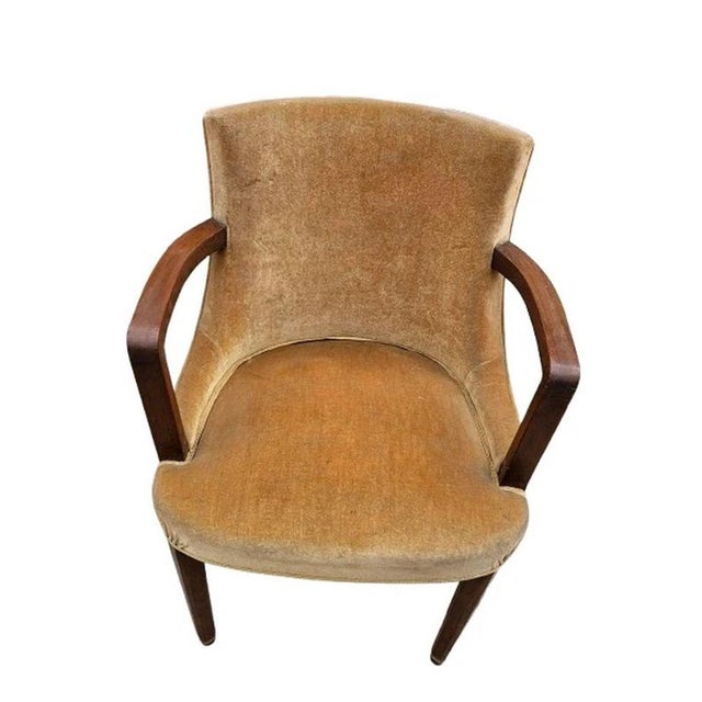 Art Deco British Velvet Salon Armchair, 1930 For Sale - Image 4 of 10