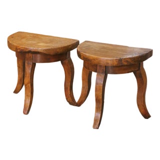Pair of 18th Century French Walnut Milking Stools From Normandy For Sale