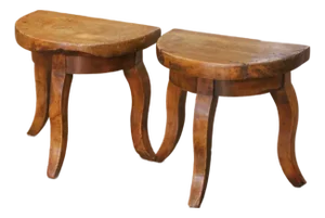 Pair of 18th Century French Walnut Milking Stools From Normandy