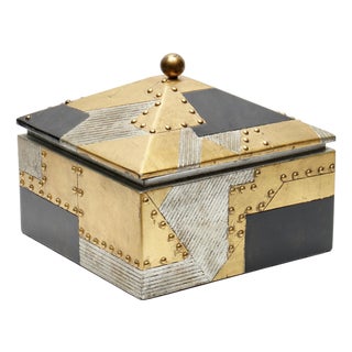 Vintage Brutalist Patchwork Jewelry Box For Sale