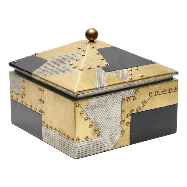 Vintage Brutalist Patchwork Jewelry Box For Sale