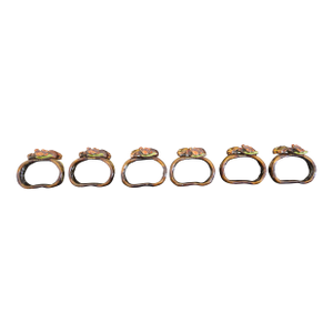 Set of 6 Rare Vintage Jay Strongwater "Enchanted Acorn" Enameled Napkin Rings