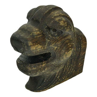 Late 20th Century Hand Carved Chestnut Animal Head For Sale