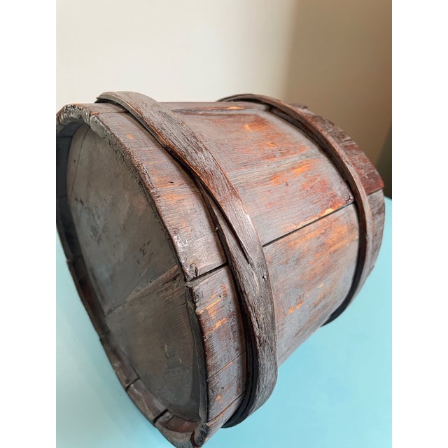 Late 19th Century Primitive Staved Wood Bucket in Original Blue Wash For Sale - Image 11 of 13