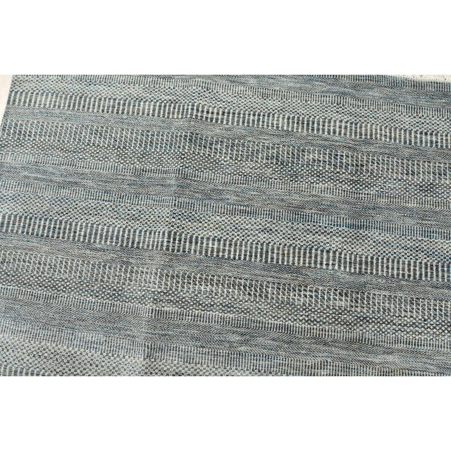Fine Contemporary Rug 8'2'' X 10'2'' Blue Ivory Wool Hand-Knotted Carpet For Sale In Philadelphia - Image 6 of 12