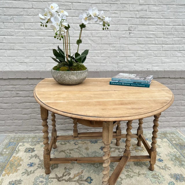 1920s English Bleached Oak Gateleg Table For Sale - Image 11 of 11