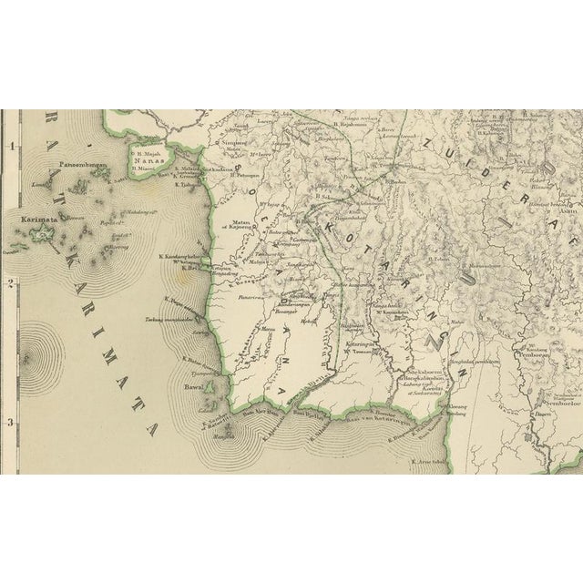 Late 19th Century Antique Maps of Western and Southern Borneo in the Dutch East Indies, 1884, Set of 2 For Sale - Image 5 of 12