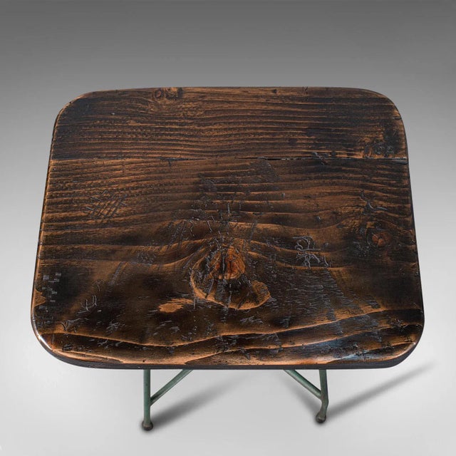 1940s Vintage English Pine Munitions Factory Stool For Sale - Image 9 of 13
