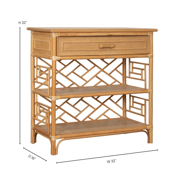 Modern Chippendale End Table, Natural For Sale - Image 3 of 11