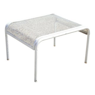 Vintage Mid Century Wrought Iron Metal Mesh Garden Patio Footstool Ottoman For Sale