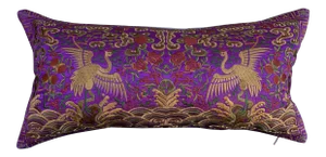 Hollywood Regency Purple & Gold Asian Chinoiserie Boudoir Pillow