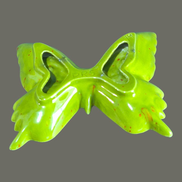 Ceramic Vintage Ceramic Green Butterfly Trinket Holder Dish For Sale - Image 7 of 9