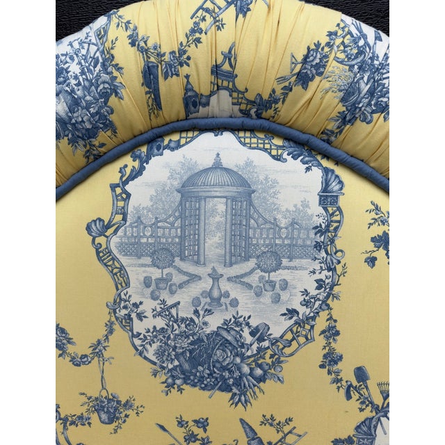 Quintessential French Cottage bed in bright and cheery yellow toile de joie fabric. No description needed! In excellent...