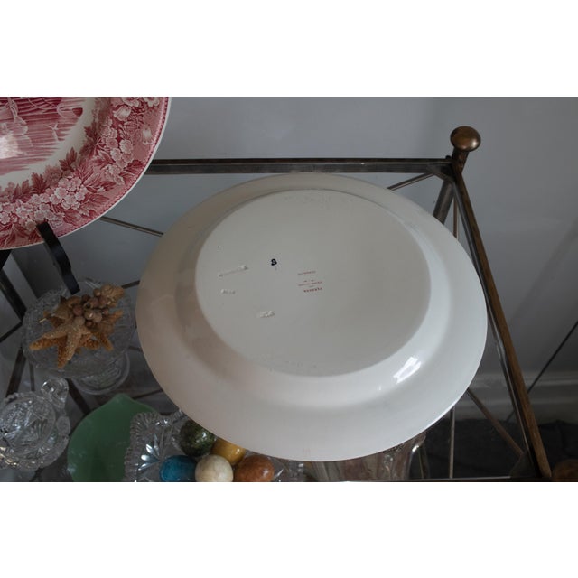 Vintage Wedgwood Red Pink Transferware Chop Plate Cake Display ...