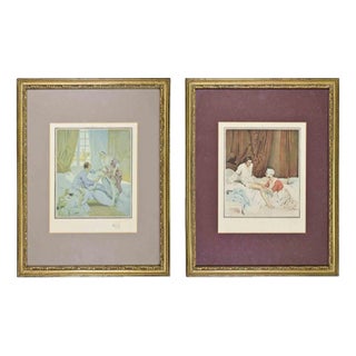 Unknown, Erotic Scenes, Lithograph, Framed, Set of 2 For Sale