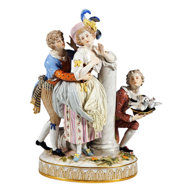 Large Meissen Roccoco the Approach Figurine attributed to J.C. Schoenheit, 1850 For Sale