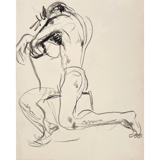 A 1930s, charcoal on paper nude male figure study by artist Francis Chapin. Estate stamped. Artwork size: 14" x 11"....