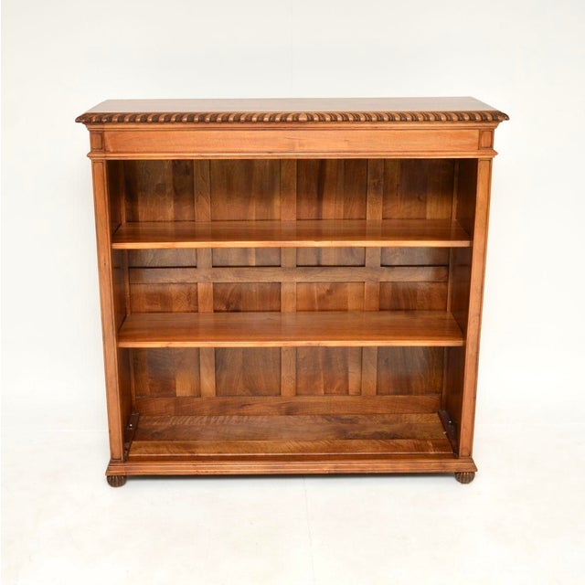Antique Walnut Open Bookcase, 1920 For Sale - Image 3 of 11