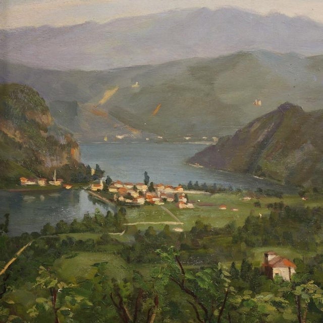 Views of Lake Lugano, 1940, Oil on Panel Triptych, Set of 3 For Sale - Image 15 of 16
