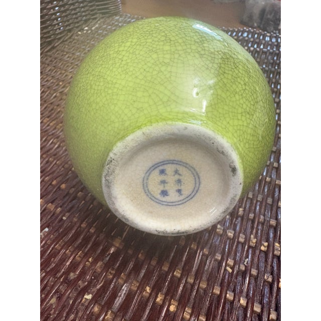 Antique Chinese Chartreuse Celadon Crackle Onion Vase that is in great condition, heavy for its size, and just such a...
