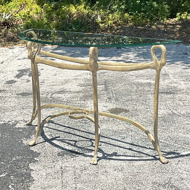 Traditional Late 20th Century Vintage Regency Gilt Swan Console Table For Sale - Image 3 of 5