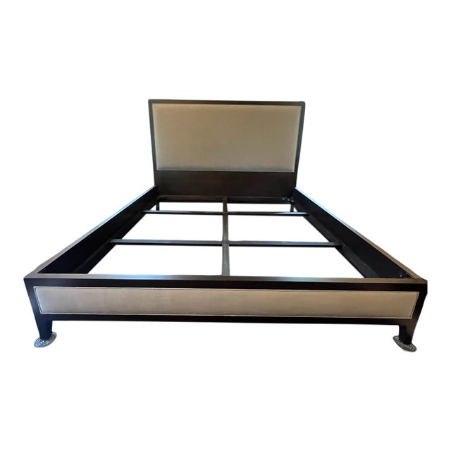 French Contemporary Fabric Panel Bed For Sale
