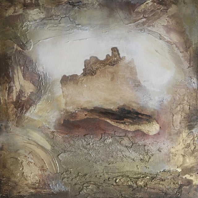 "Portal (#10 in Series) " Original Abstract Modern Neutral Art Metallic Landscape Painting For Sale