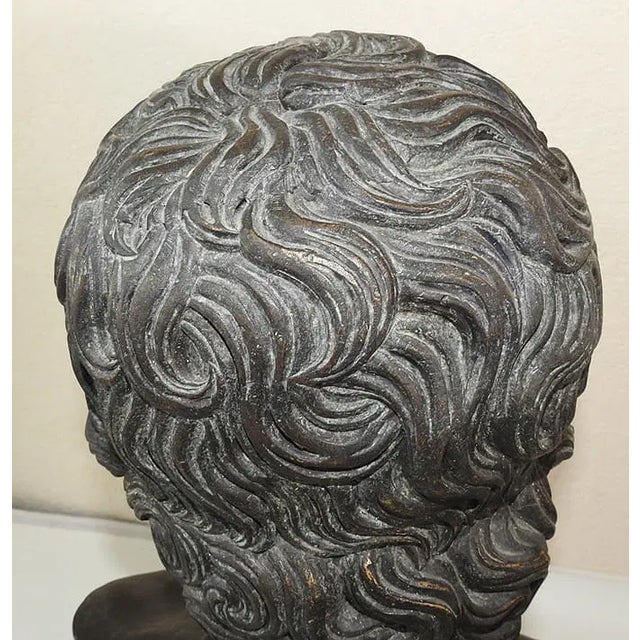 Mid 20th Century Grand Tour Style Patinated Bronze Benevento Head Bust on Giallo Siena Marble Base For Sale - Image 5 of 7