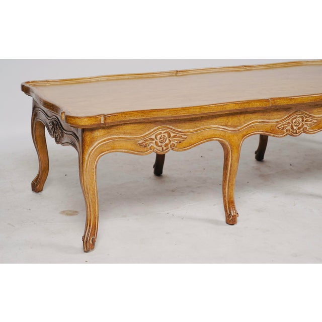 Cream Late 20th Century Judson Rothschild Italian Rococo Louis XV Style Coffee Table | Distressed Walnut Finish For Sale - Image 8 of 9