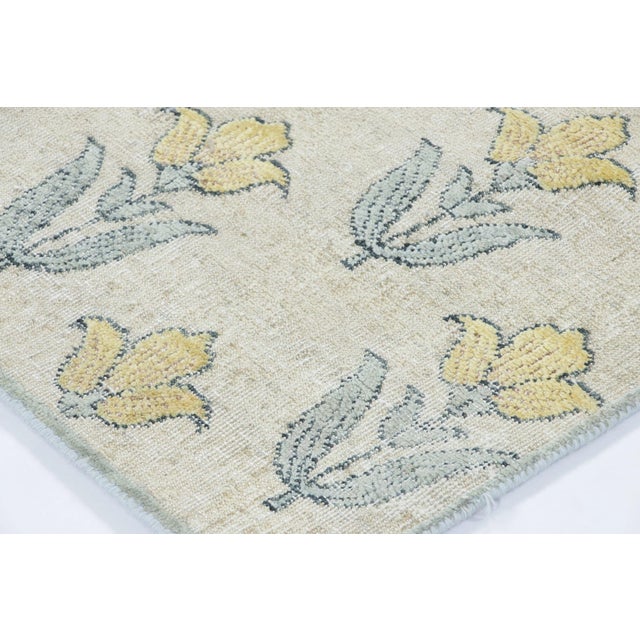 2010s Rug & Kilim’s Block Print Rug With Ivory Field and Gold Floral Blossoms For Sale - Image 5 of 7