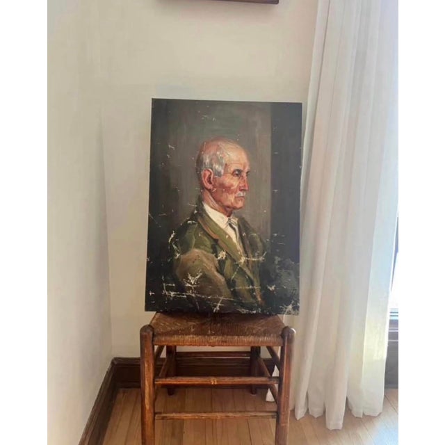 1900s Original Antique Oil Painting Portrait of a Man For Sale In Minneapolis - Image 6 of 6