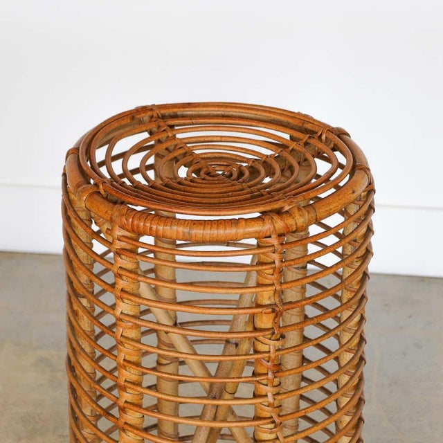 Tito Agnoli 1960s Italian Rattan Stool by Tito Agnoli For Sale - Image 4 of 9