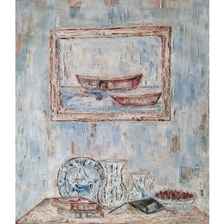 "La Mer" Contemporary Original Expressionist Interior Scene Painting For Sale