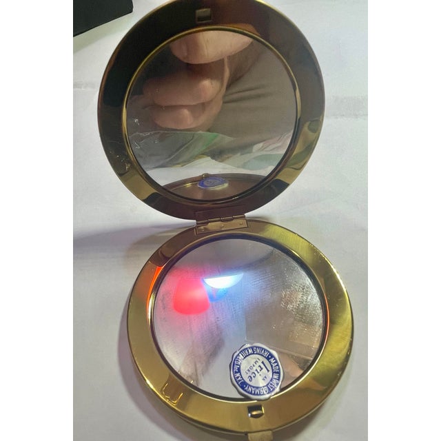 Mid-Century Modern Vintage Gold Lace West Germany Compact Mirror For Sale - Image 3 of 4