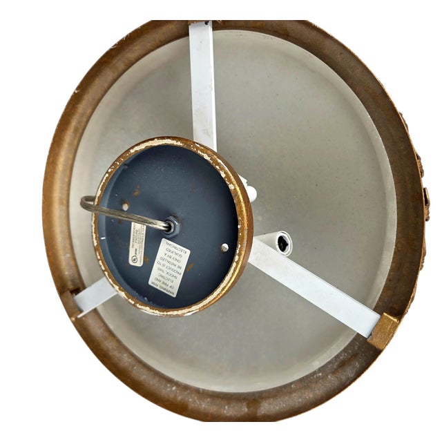 Pair of Hollywood Regency Gilt Acanthus Leaf & Frosted Glass Flush Mounts For Sale - Image 15 of 15