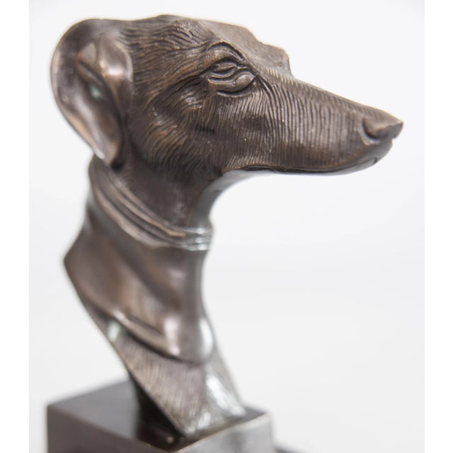 Vintage Bronze Greyhound Whippet Dog Bust Sculpture For Sale In Houston - Image 6 of 7