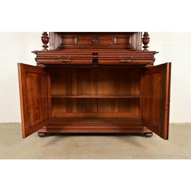 Brown Antique French Renaissance Carved Walnut Sideboard or Bar Cabinet, Circa 1890s For Sale - Image 8 of 18