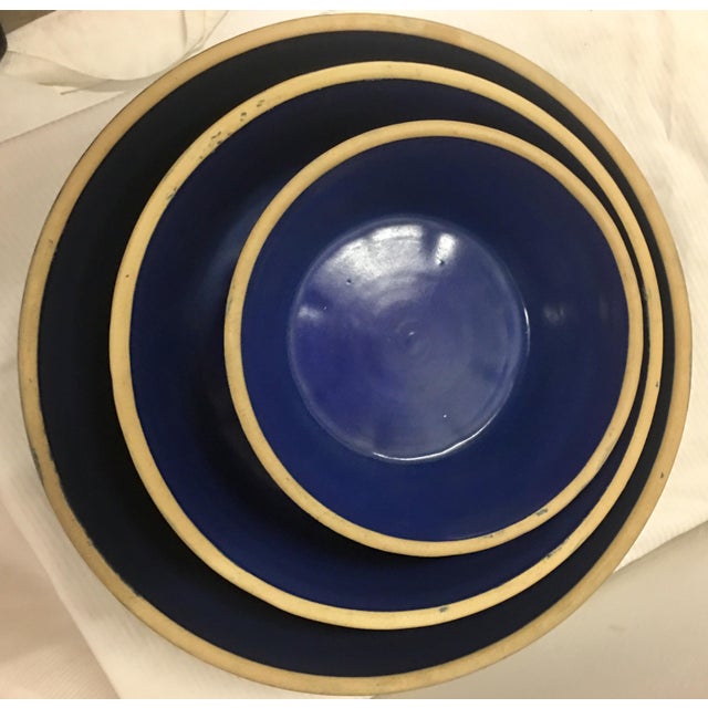 Indigo Blue Ceramic Mixing Bowls Set of 3 Chairish