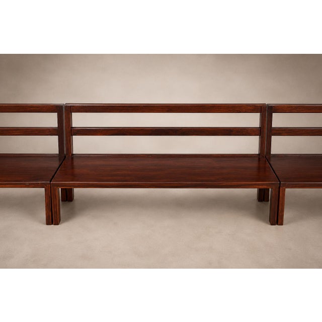 Monumental Brazilian Modern Three-Module Bench in Rosewood and Warm Camel Mohair, 1960s For Sale - Image 16 of 18
