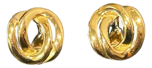 Vintage Monet 1980s Gold-Interlocking Loop Clip-on Earrings, A Pair