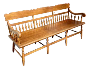 Mid 20th Century Fredrick Duckloe Half-Arrow Back Deacon’s Bench