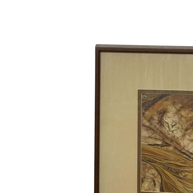 1970s 1970s Louise "Lou" Wilson Signed Batik Art Triptych, Framed Nature and Wildlife Landscape.. For Sale - Image 5 of 10